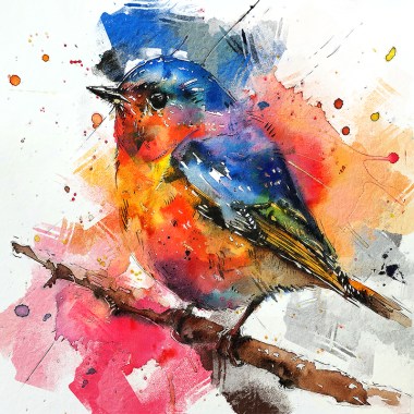 Vogel aquarel schilderij